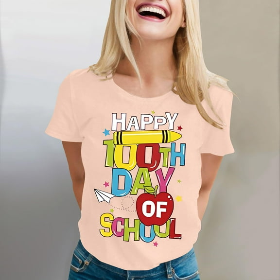 100 Days Of School Shirt for Women Teens Girls 100 Days Sprinkled with Fun T Shirt Cute Funny Printed Tee Tops