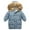 Blue, variant on Ruyang Girls Padded Puffer Coat Boys Furry Hooded Camouflage Parka Coats Long Down Quilted Jackets Warm Zip Up Outwear