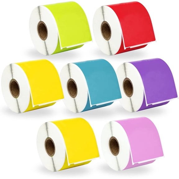 HOUSELABELS Compatible DYMO 30256 YL, YL, GN, RD, BL, OR, PK Shipping Labels (2-5/16" x 4"), Permanent Adhesive, Compatible with DYMO LW 450, 4XL, Rollo & Zebra Desktop Printers, 7 Rolls /2100 Labels