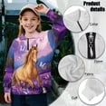 thumbnail image 6 of Chaqlin Purple Floral Horse Butterfly Plus Size Kids Blouse Shirt Tunic Tops Oversize Girls Half Zipper Sweatshirt Pullover Sweatshirts Fall Comfy Casual Size 9-10, 6 of 7