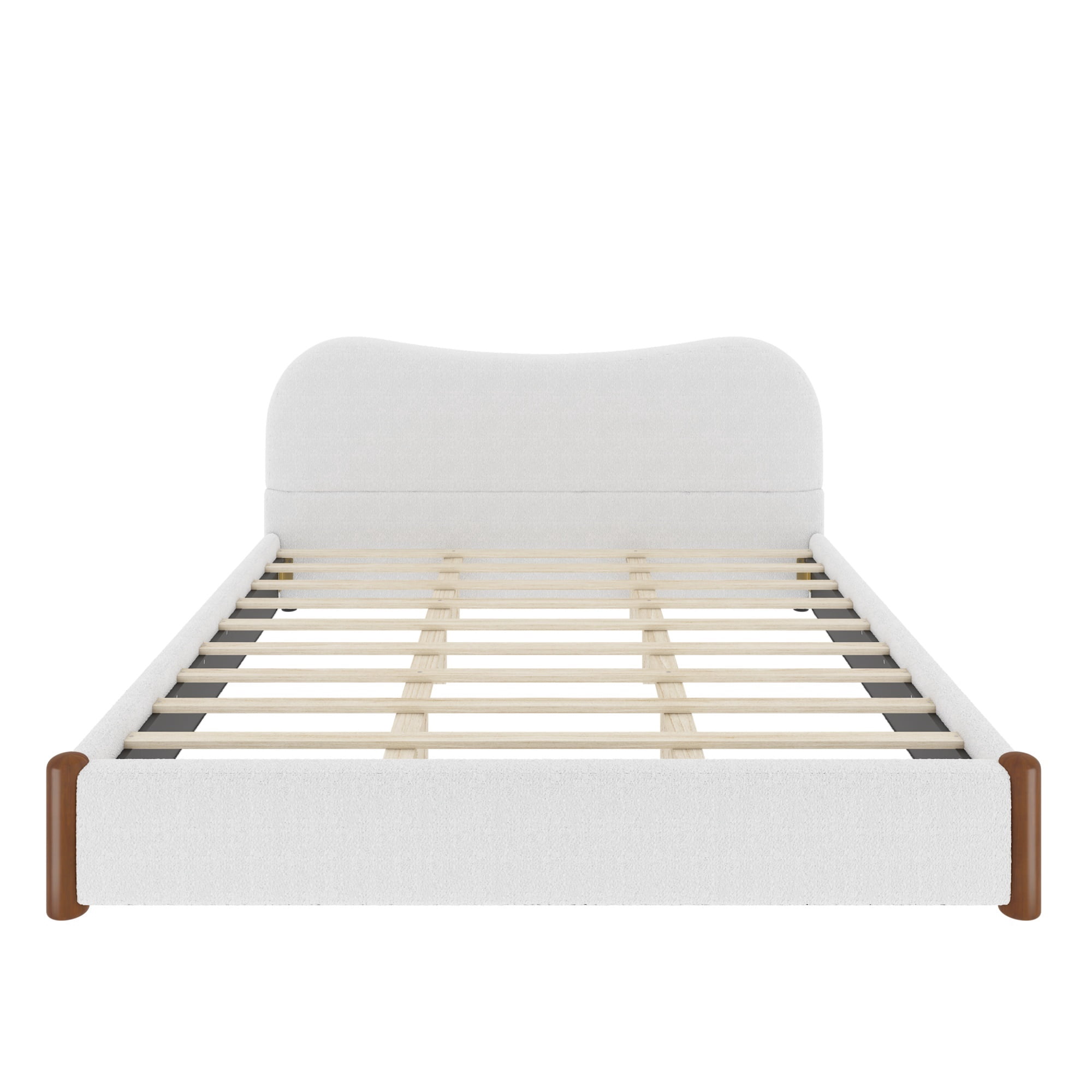 Euroco Upholstery King Size Platform Bed, White
