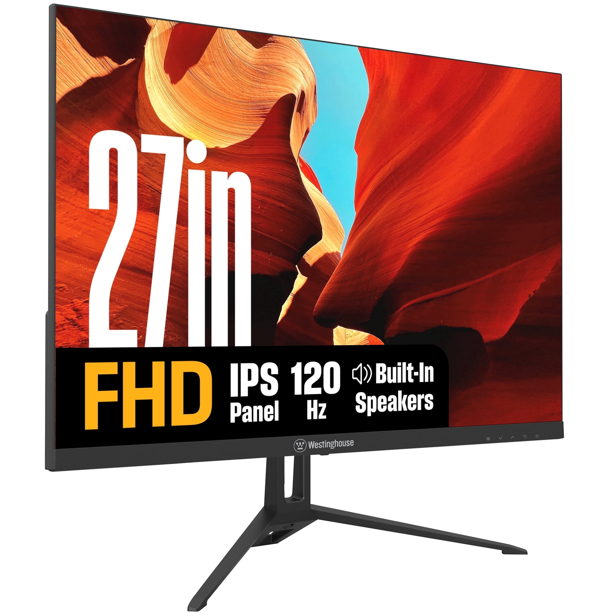 Westinghouse 27 Inch Monitor, 1080p Full HD IPS Computer Screen, 120Hz Refresh Rate, 1ms Response, HDR, Adaptive Sync, Built-in Speakers, HDMI, DP, Gaming & Home Office (2026 Model)