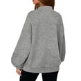 thumbnail image 4 of Women's Zip Up Sweatshirts No Hood Long Sleeve Solid Sweatshirts Casual Spring Fall Lightweight Oversized Bomber Jackets, 3XL, 4 of 7