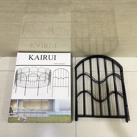 KAIRUI Metal palisades,Dog Fence Outdoor for Yard Garden Fence 13ft (L) X 2ft (H) Black Animal Barrier with No-Dig Stakes Arched Rustproof Metal Fence Decorative