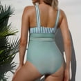 thumbnail image 5 of Povozer Maternity Swimsuit One Piece Tie Front Bathing Suit V Neck Pregnancy Swimwear High Cut (Mint Green, L), 5 of 6
