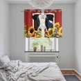 thumbnail image 4 of Cow Sunflowers Kitchen Curtains Window Panels, Botanical Floral Leaves Bees Farm Barn Insulated Window Treatment Curtain, Grommet Curtains for Bedroom/Living Room/Bathroom, 2 Piece 27.5"Wx39"L, 4 of 8