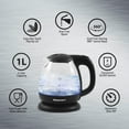 Elite Gourmet 1L Electric Glass Water Kettle, Black