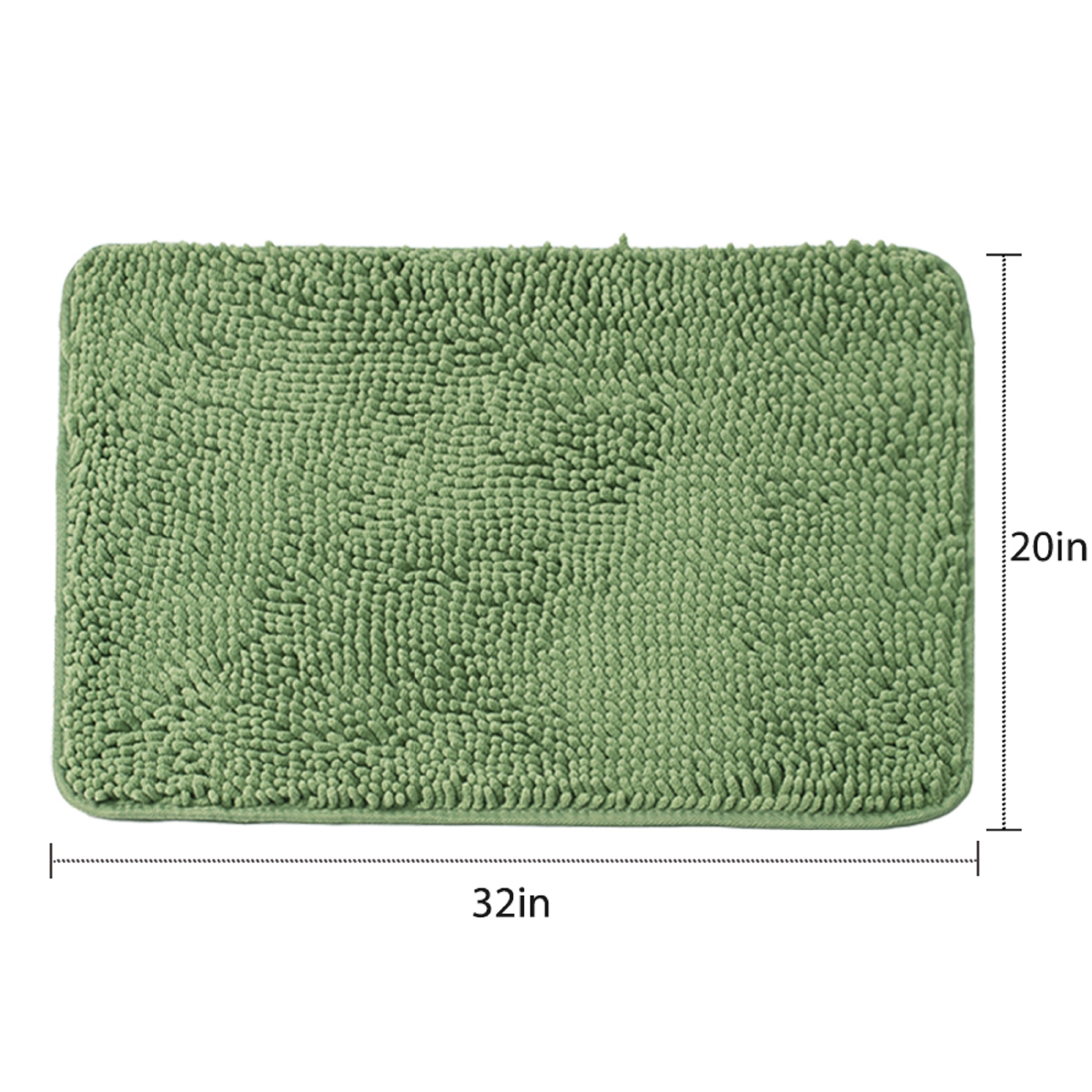 Niubya Bathroom Rug, Contour Toilet Bath Rugs, Non-Slip Floor Mat With Rubber BackingMachine Wash and Dry, 32x20, Green