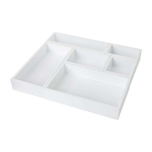 Martha Stewart Enzo 6 Piece Wooden Desk Drawer Organizer Set in White
