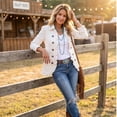 thumbnail image 5 of Womens Floral Textured Jackets Vintage Long Sleeve Button Down Ruffle Trim Fashion Tops, 5 of 7