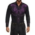 thumbnail image 5 of Retro Cowboy Western Shirt Mens Long Sleeve Button Down Shirts Halloween Party Tops Light Purple L, 5 of 5
