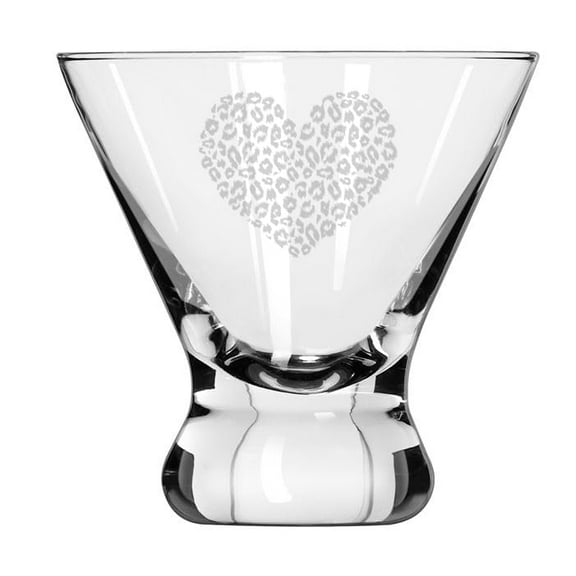 8 oz Stemless Martini Cocktail Glass Cosmopolitan Margarita Leopard Print Love Heart