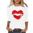 thumbnail image 2 of ALLLIST White Women's Tops Holiday Crew Neck T-Shirts 3/4 Sleeve Graphic Fashion Shirts Ladies Tops, 2 of 4
