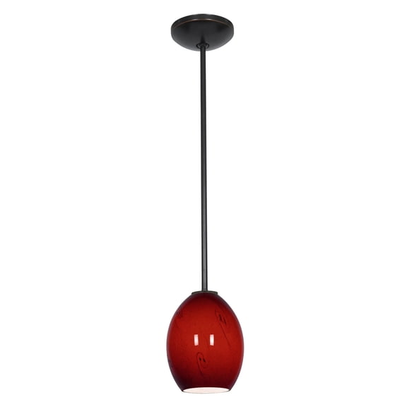 Access Lighting  Brandy FireBird Bronze Rod Pendant with Red Sky Shade