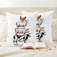 thumbnail image 3 of Farm Animals Pillow Covers 2 Pack Cow Pig Chickens Countryside White Background Pillowcase Waterproof Outdoor Throw Pillow Cover for Patio Garden Square Cushion 20”x20”, 3 of 9