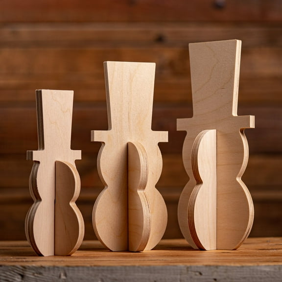 Unfinished Wood Snowman - Slotted Set of 3
