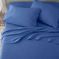 thumbnail image 5 of Soft Lightweight Brushed Cotton Blend Bed Sheet Set – 4-Piece King – Blue, 5 of 11