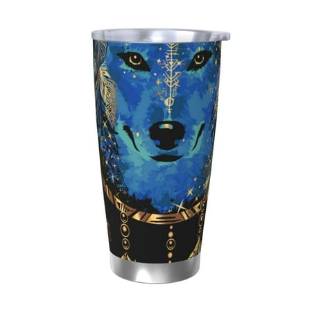 

Goofa Wolf Head And Dreamcatcher for 20 oz Skinny Tumbler Stainless Steel Coffee Mug Slim Vacuum Insulated Travel Cup Car Cup-Without Straw