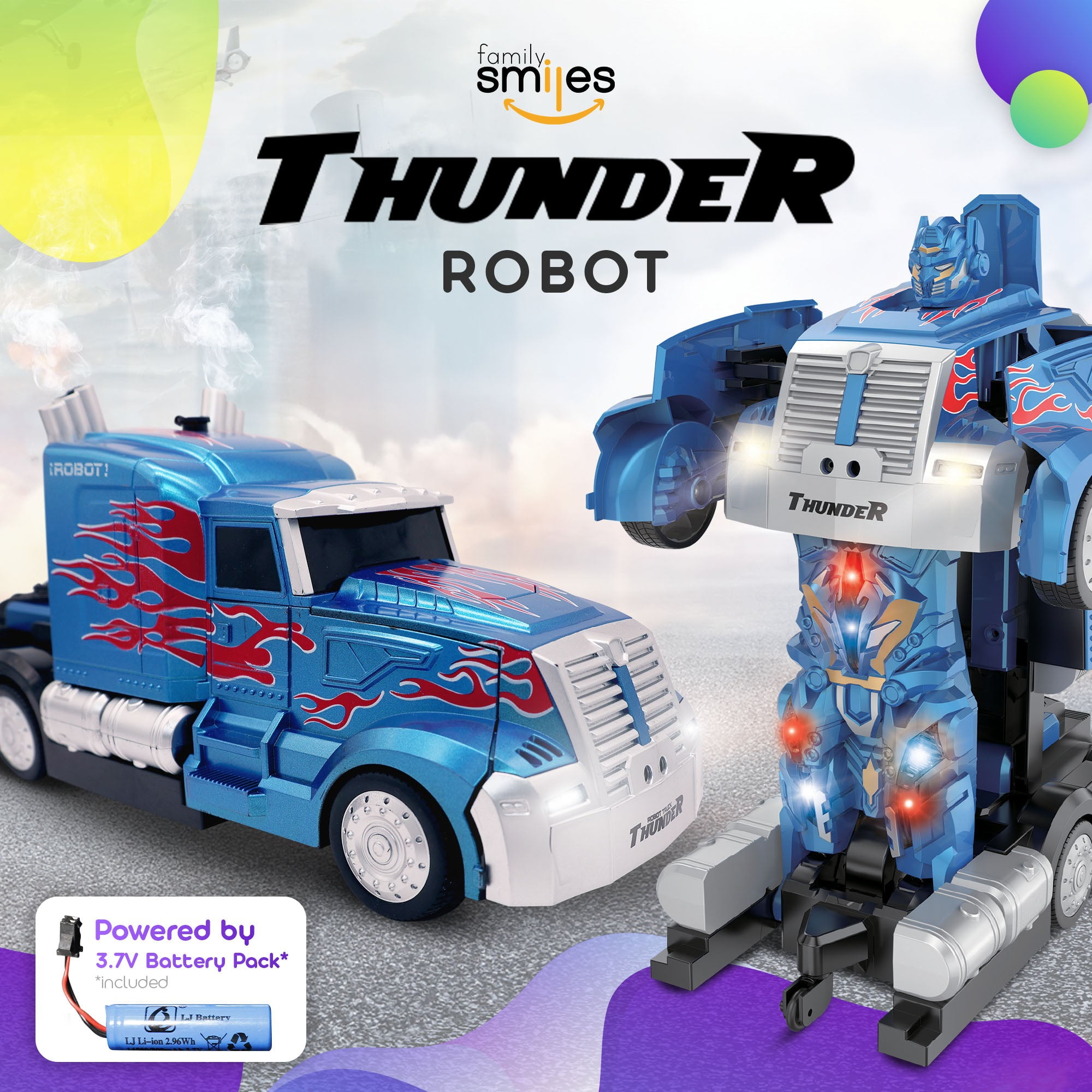 Family Smiles Kids Transforming Robot RC Truck Toys Boys Ages 8-13 Remote Control Car Gift