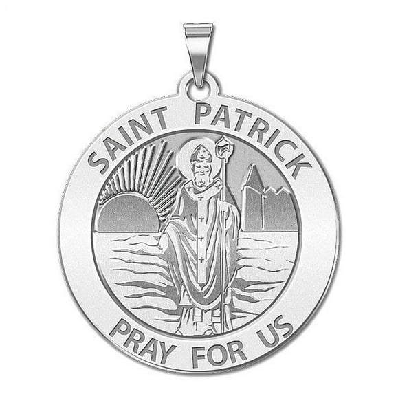 PicturesOnGold.com Saint Patrick Religious Necklace Pendants Adult-3/4in Size Nickel Sterling Silver
