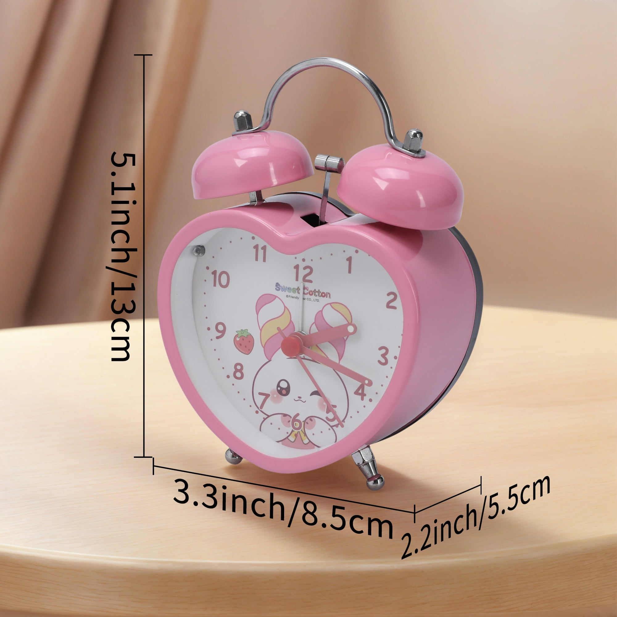Unique Bargains Heart-Shaped Alarm Clock White 3.3"L x 2.2"W x 5.1"H