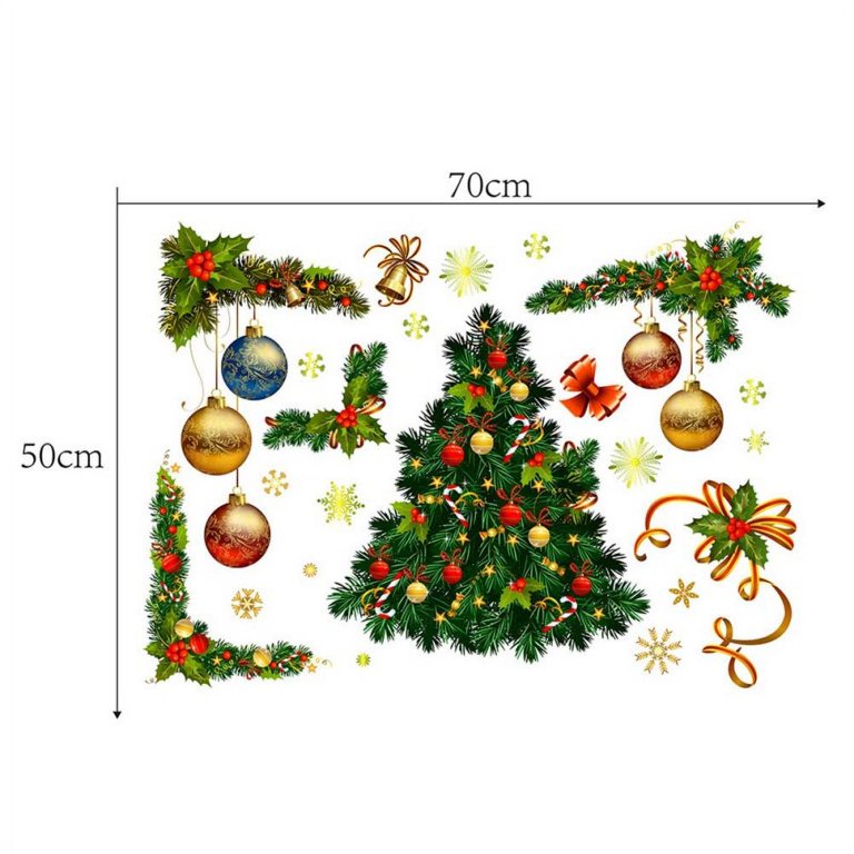 Christmas Tree Stickers, Christmas Tree and Merry Christmas Gifts Wall  Decals, PVC Wall Clings Window Decoration 