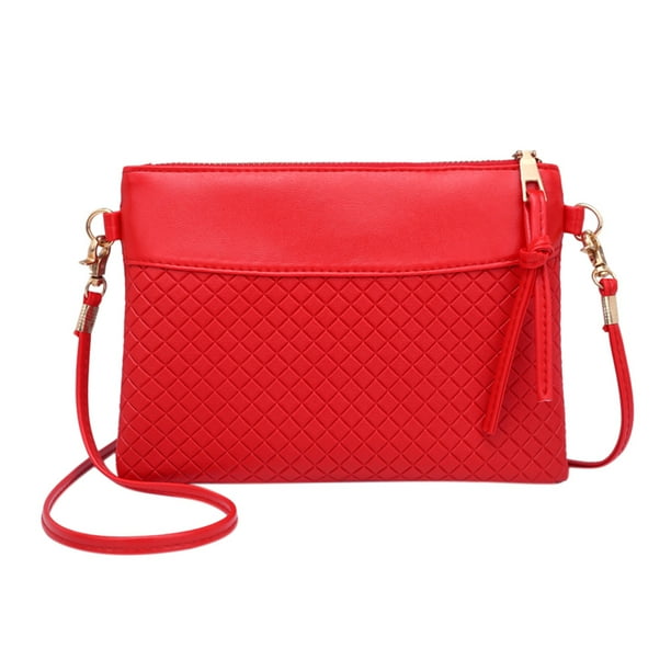Bolsos de sobre de tela escocesa para mujer Bolsos de hombro de mensajero de cuero de PU / Rojo-204102.02 Likrtyny Para estrenar