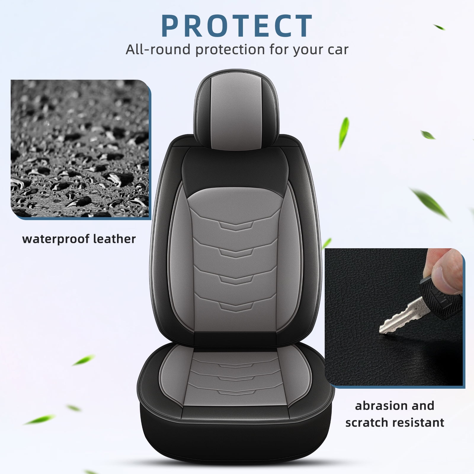 LAONNVIR Full Set Car Seat Cover Fit for Honda CR-V 2007-2024 2025: Faux Leather Seat Cushion with Lumbar Support Waterproof Seat Protector Compatible Airbag,Grey 5 Seat