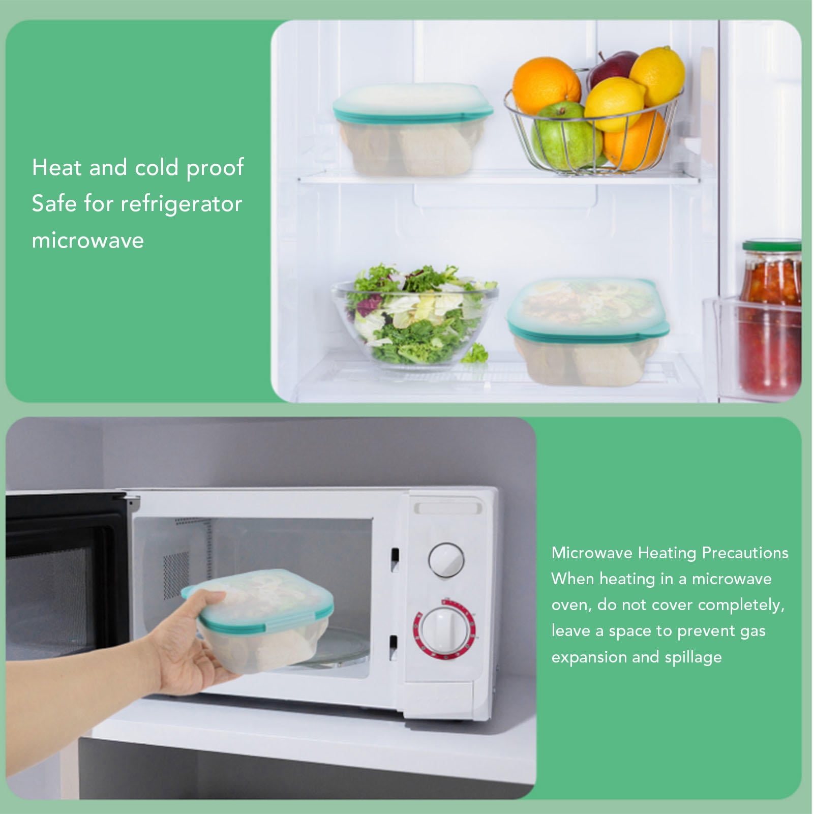 Suodoka Foldable Food Storage Container 800ML / 27 oz Silicone Box with Auto Magnetic Airtight Closure Leakproof Space Saving Organizer for Kitchen Pantry Produce Meat Meal Prep