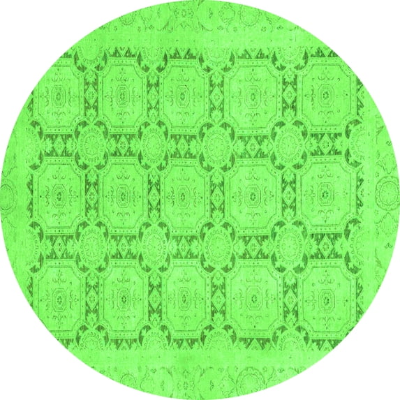 Ahgly Company Indoor Round Abstract Green Modern Area Rugs, 8' Round