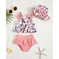 thumbnail image 2 of Traje de baño para niños pequeños Mioglrie Butterfly Tankini y conjunto de gorro, 2 of 5