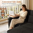 thumbnail image 6 of Muumblus 3-in-1 Convertible Sectional Sleeper Sofa with Recliner, Side Table & USB, 3-Seater Pull Out Couch Bed for Living Room, Black Chenille, 6 of 9