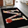 thumbnail image 2 of Black Letter M Flower Area Rugs 3x5 ft Watercolor Alphabet M Pink Beige Floral Leaf Washable Rug Non Slip Indoor Carpet Absorbent Floor Mat for Living Room Bedroom Dining Room, 2 of 9
