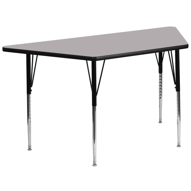 Pemberly Row 31" x 58" Trapezoid Thermal Fused Top Activity Table in Gray
