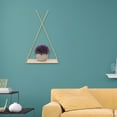 thumbnail image 2 of Wood Board Iron Frame Home Wall Storage Rack Hanging Shelf Decoration OrnamentGold, 2 of 6