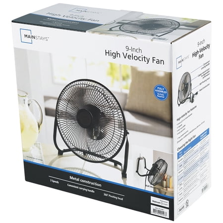 Mainstays 9 in High Velocity Floor Fan Wall Mount Black