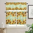 thumbnail image 2 of Yellow Sunflower Kitchen Curtains, Spring Floral Striped Farmhouse 3-Piece Kitchen Curtain Valance and Tiers Set 24 Inch Length, Rod Pocket Half Window Curtains for Cafe Living Room Bathroom, 2 of 6