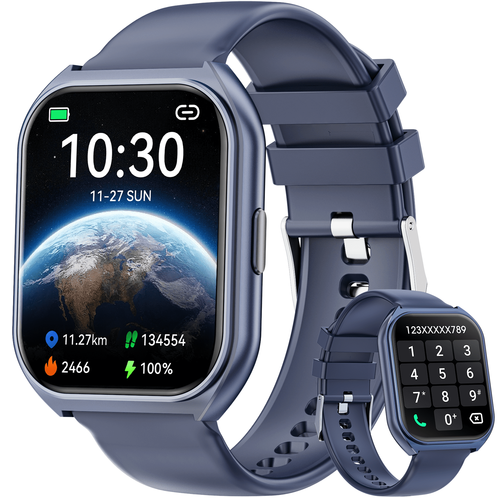 Mingdaln 2025 New 1.85-inch Men Women's Smartwatch with Answer/Make Calls/120+ Sport Modes/Message Reminder, IP68 Waterproof,Fitness Tracker fits for Android iPhone Devices（Blue）
