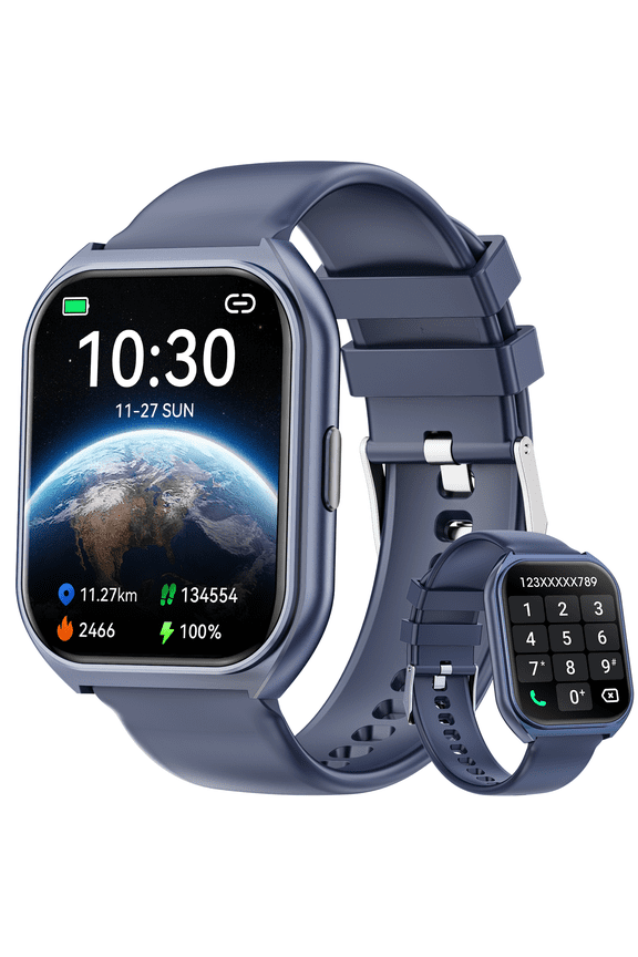 2025 New 1.85-inch Men Women's Smartwatch with Answer/Make Calls/120+ Sport Modes/Message Reminder, IP68 Waterproof,Fitness Tracker fits for Android iPhone DevicesBlue