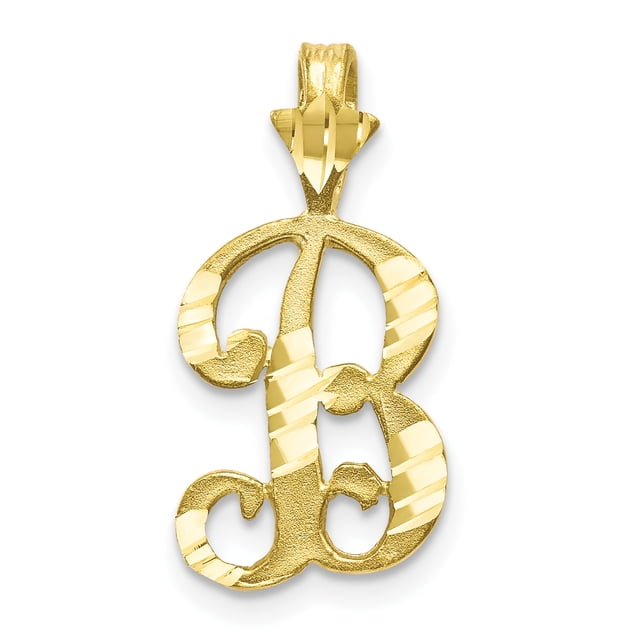10k Yellow Gold Dainty Letter B Initial Name Monogram Necklace Charm Pendant