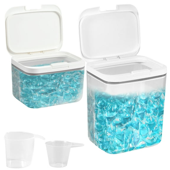 Jokapy 2 Pack Pop up Laundry Pods Container Clear Laundry Detergent Holder with Airtight Lid