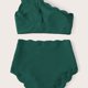 thumbnail image 2 of Traje de baño de 2 piezas para mujer, trajes de baño para mujer, conjunto de traje de baño de dos piezas de un solo hombro y cintura alta con dobladillo ondulado para mujer., 2 of 6