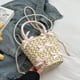 thumbnail image 2 of Lindo Bolso Paja Verano Con Lazo Y Playa Correa Cadena Perlas para Mujer (beige), 2 of 3