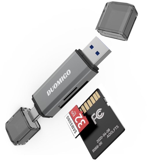 Duomigo USB C & USB-A Dual SD Card Reader, Memory Card Adapter for MMC/UHS-I - Compatible with MacBook Pro, iPad Pro, Galaxy S21 & More