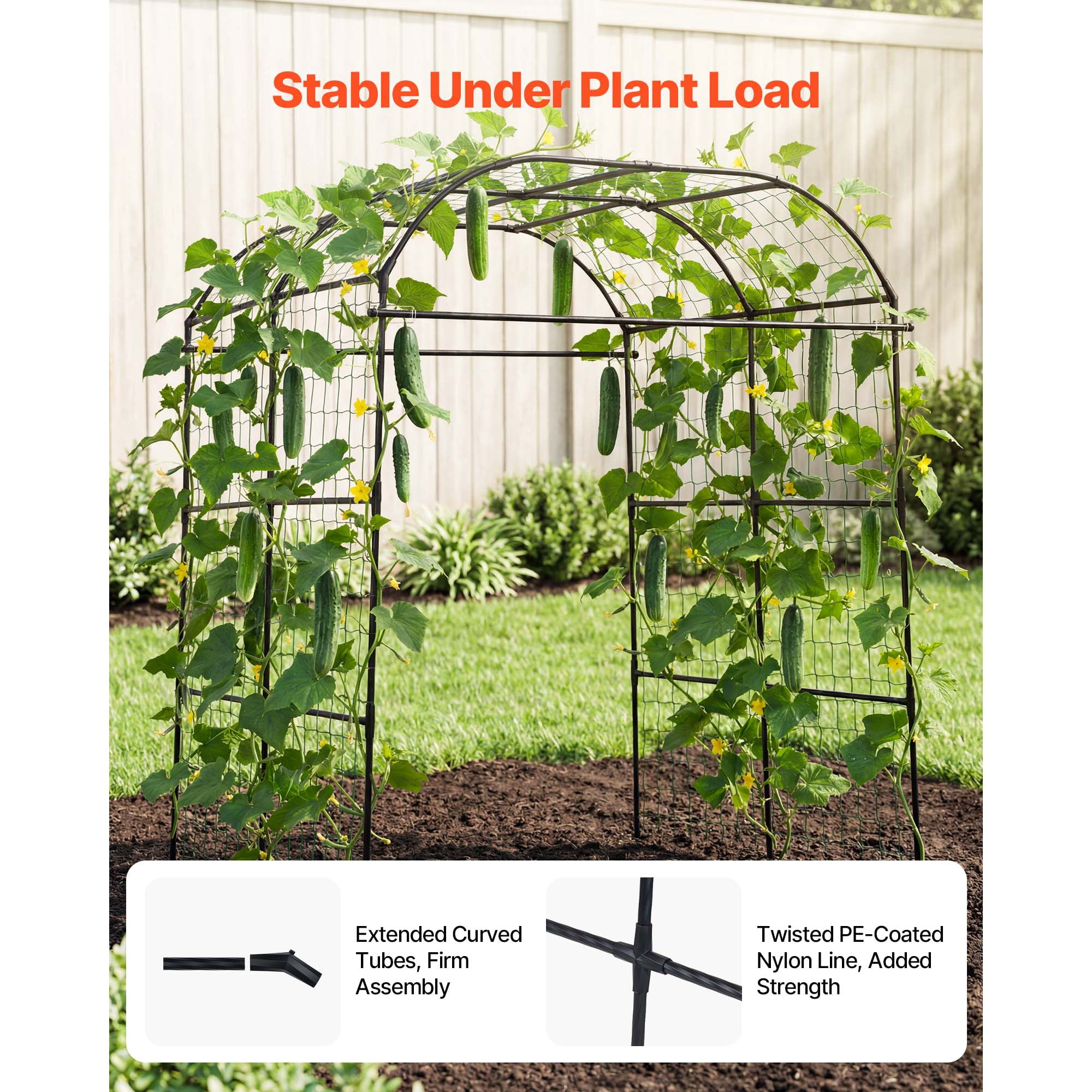 KFFKFF U-Shape Garden Trellis for Raised Beds, Metal Arch Plant Support for Vines, Climbing Plants, Peas, Beans, Zucchini, Tomatoes, Squash, and Flowers (71.26 x 64.96 x 82.68 in)