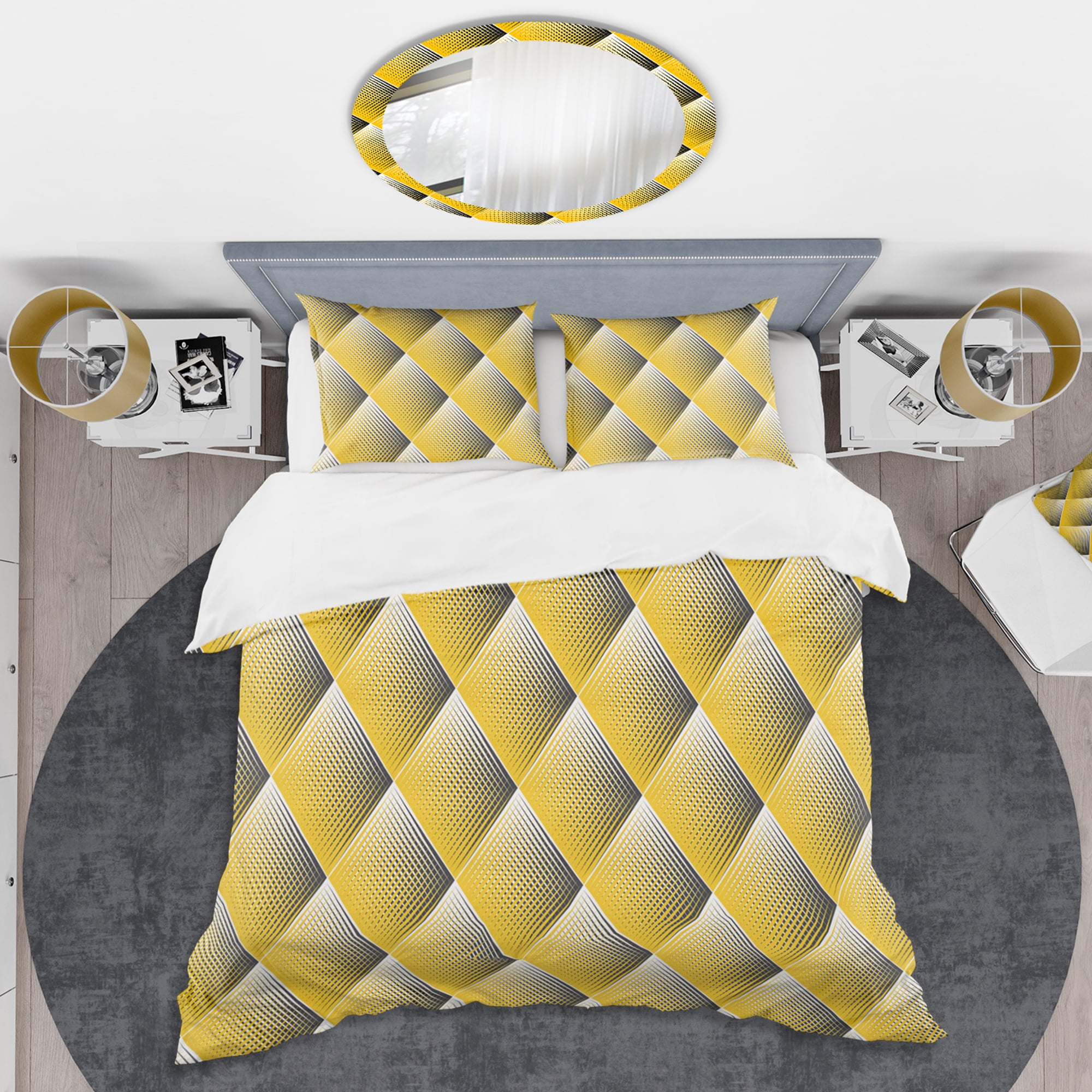Designart 'Rhombus Retro Geometric ' Mid-Century Modern Duvet Cover Set