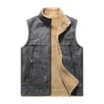 thumbnail image 1 of Gilet pour Homme, Veste Sans Manches avec Extérieur en Cuir et Doublure Douillette en Peau Lainée, Design Réversible pour Tenue Décontractée d'Automne et d'Hiver, 1 of 9