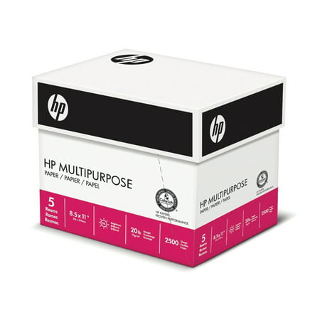 HP Paper, Multipurpose Ultra White, 20lb, 8.5 x 11, Letter, 96 Bright, 2,500 Sheets / 5 Ream