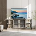 thumbnail image 1 of Mueble para TV De 63 Pulgadas con 2 Estantes Abiertos y 2 Puertas De Malla, Centro De Entretenimiento De Diseño Industrial, Mesa Consola Multimedia para Salón y Dormitorio, Gris, 1 of 6