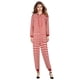 thumbnail image 3 of Pijamas navideños de talla grande para parejas, monos a rayas rojas y blancas para adultos con mono con cremallera, ropa de dormir con capucha, 3 of 4